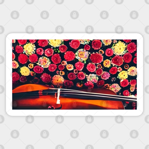 Cello & Flowers (Side) Sticker by cuteandgeeky